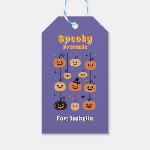 Spooky Presents Purple Cute Jack-O'-Lantern Gift Tags