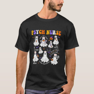 Spooky Psych Nurse Ghost Halloween Cute Retro Groo T-Shirt