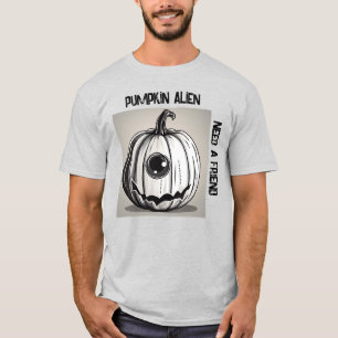 Spooky Pumpkin Alien T-Shirt -Unisex-Editable Text