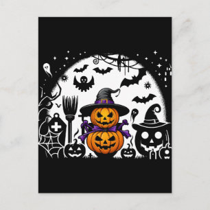 Spooky Pumpkin and Ghost Postcard