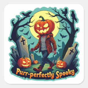 Spooky Pumpkin Art: Perfect for Halloween Decor! Square Sticker