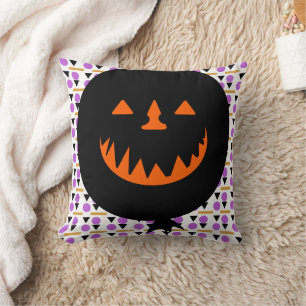 Spooky Pumpkin Balloon Geometric Halloween Cushion