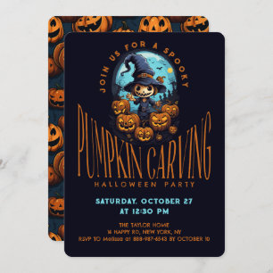 Spooky Pumpkin Carving Halloween Party  Invitation