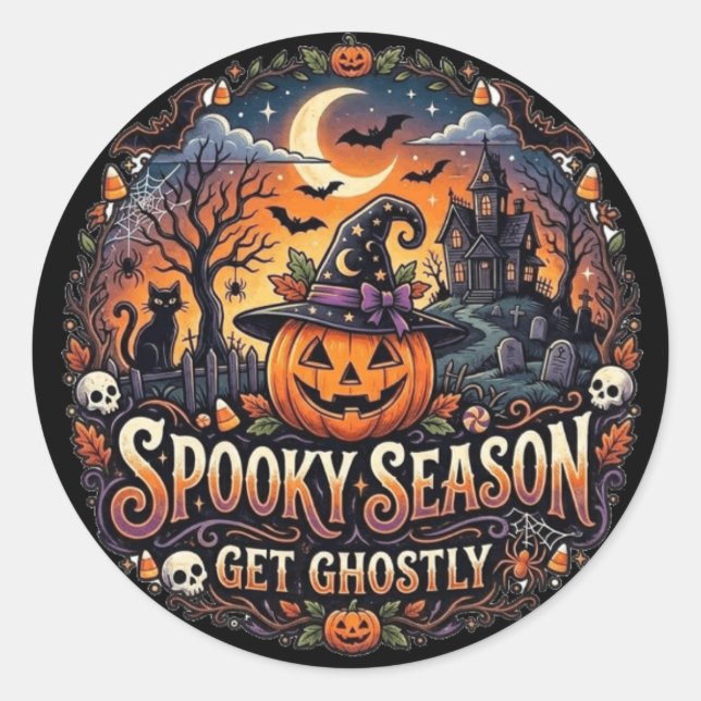 Spooky Pumpkin  Classic Round Sticker (Front)