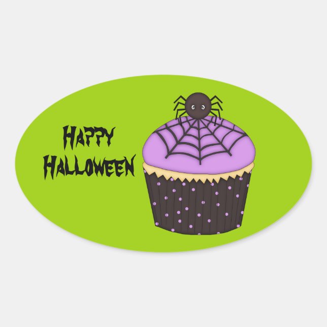 Spooky Pumpkin Cupcake/Halloween Goody-Bag Sticker (Front)