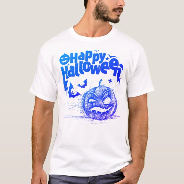 Spooky Pumpkin Face For Men Costume T-Shirt (Front)