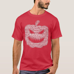 Spooky Pumpkin Face Halloween Wordcloud T-Shirt