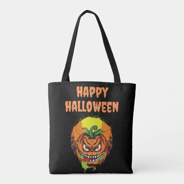 Spooky Pumpkin Face Happy Hallowen Tote Bag (Back)