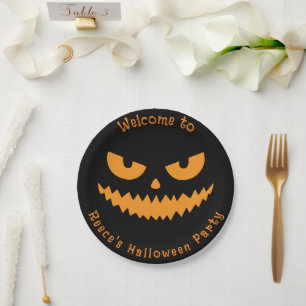 Spooky Pumpkin Face Kids Halloween Party Paper Plate