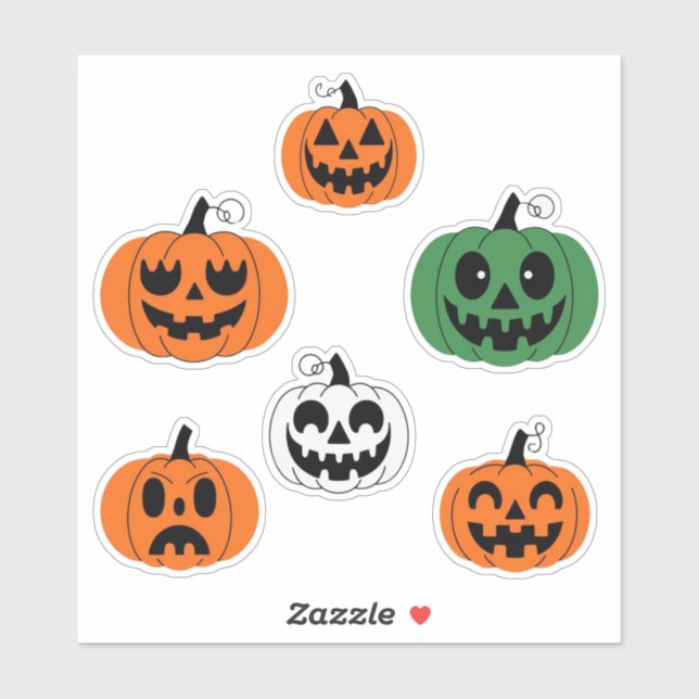 Spooky Pumpkin Faces Scrapbook Stickers Sheet (Sheet)