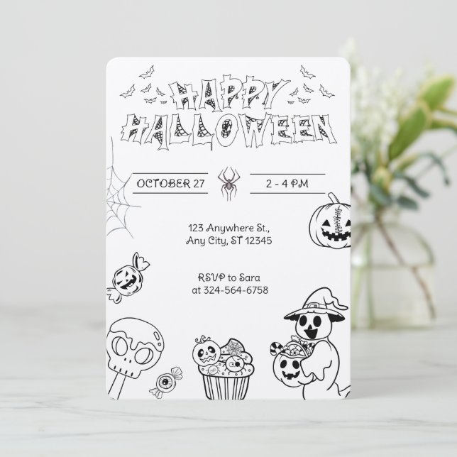 Spooky Pumpkin & Ghost for Kids & Adults Invitation (Standing Front)