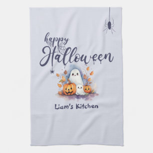 Spooky Pumpkin Ghost Halloween Kitchen Towel