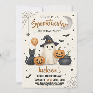 Spooky Pumpkin & Ghost Party Invite for Kids