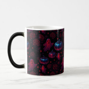 Spooky Pumpkin Ghost Rose Mug - 11 oz