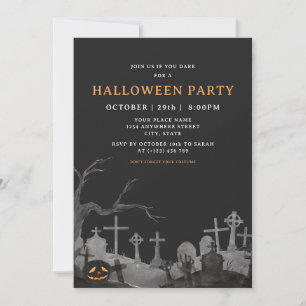 Spooky Pumpkin Graveyard Adult Halloween Party Invitation