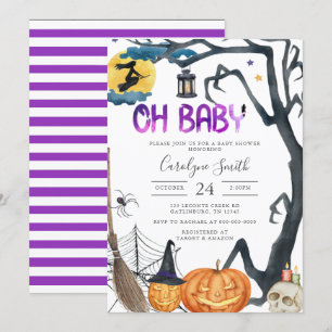 Spooky Pumpkin Halloween Baby Shower Invitation