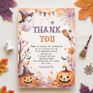 Spooky Pumpkin Halloween Birthday Thank You Card