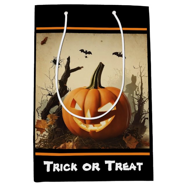 Spooky Pumpkin Halloween Collection Medium Gift Bag (Front)