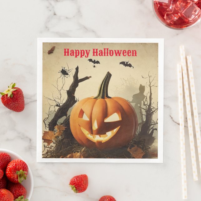 Spooky Pumpkin Halloween Collection Napkin (Insitu)