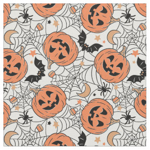 Spooky Pumpkin Halloween Pattern Fabric