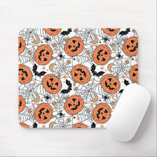 Spooky Pumpkin Halloween Pattern Mouse Mat