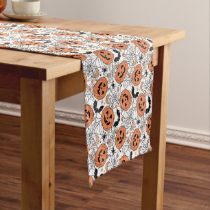 Spooky Pumpkin Halloween Pattern Short Table Runner