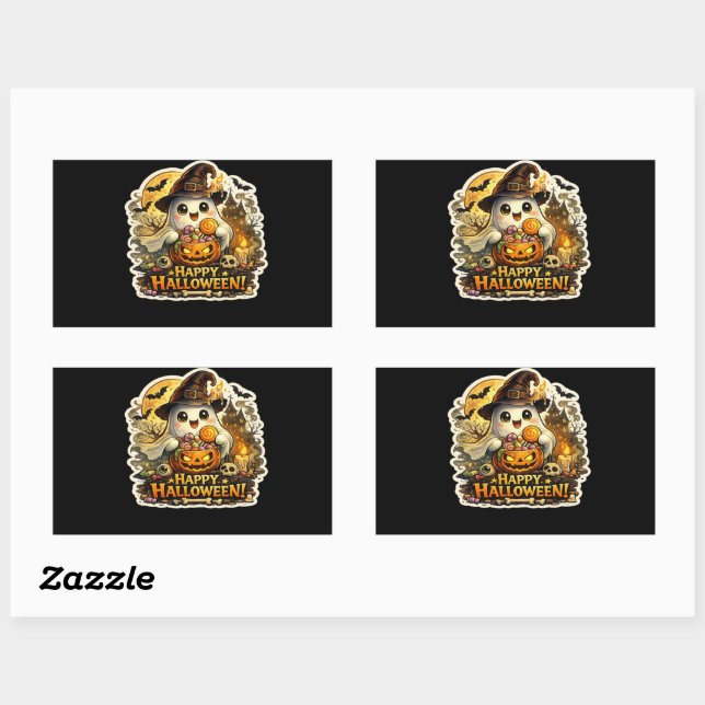 🎃 Spooky  Pumpkin Halloween Rectangular Sticker (Sheet)
