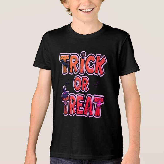 Spooky Pumpkin Halloween Tri-Blend Shirt (Front)