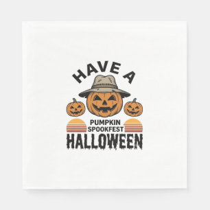 Spooky Pumpkin Halloween Vintage Engraving Shirt D Napkin