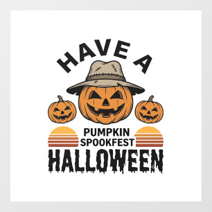 Spooky Pumpkin Halloween Vintage Engraving Shirt D Window Cling