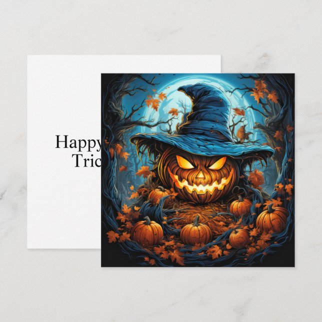 Spooky Pumpkin Happy Halloween Art Card (Front/Back)