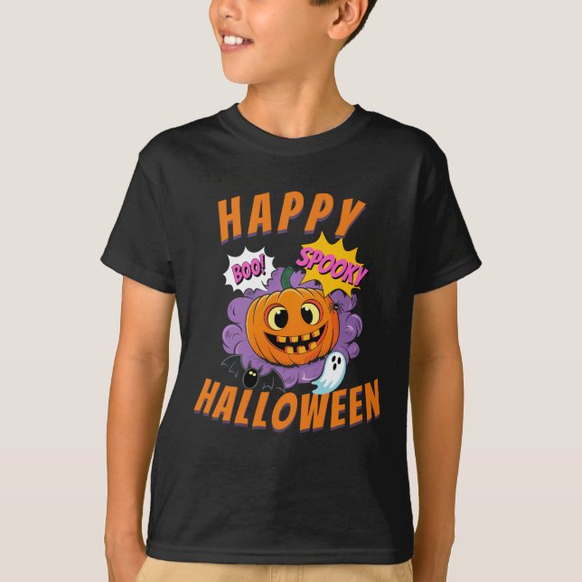 Spooky Pumpkin - Happy Halloween T-Shirt (Front)