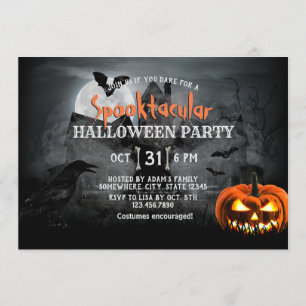 Spooky Pumpkin Haunted House Halloween Party Invitation