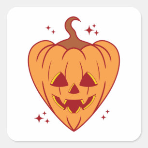 Spooky Pumpkin Heart Halloween Square Sticker