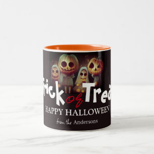 Spooky pumpkin jack-o-lantern Halloween Family Two-Tone Coffee Mug