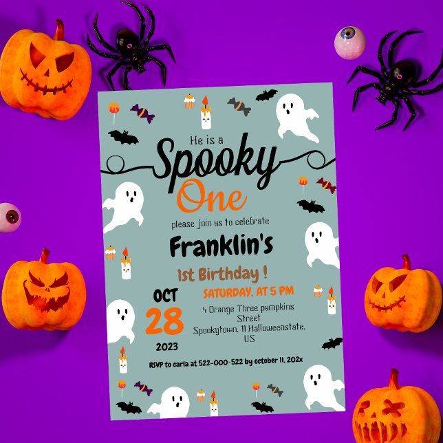 Spooky pumpkin kids halloween 1st birthday party  invitation (Creator Uploaded)