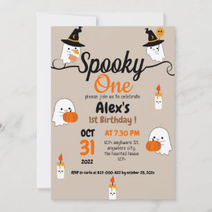 Spooky pumpkin kids halloween birthday party invitation