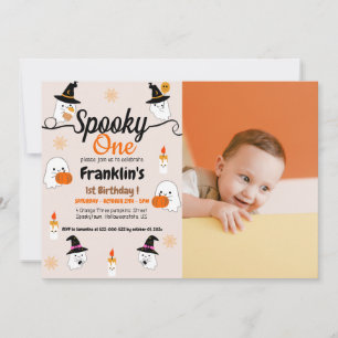Spooky pumpkin kids halloween birthday party Photo Invitation