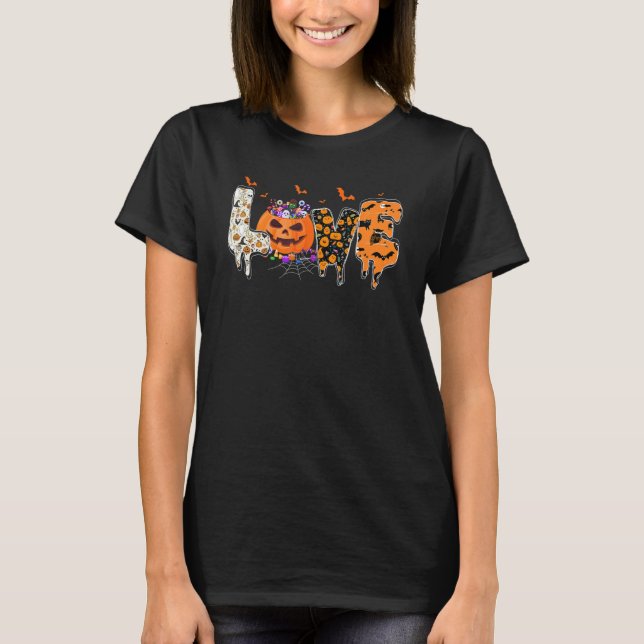 Spooky Pumpkin Love Halloween  Halloween T-Shirt (Front)