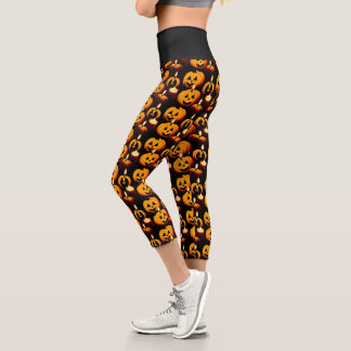 Spooky Pumpkin Magic: Halloween Theme  Capri Leggings