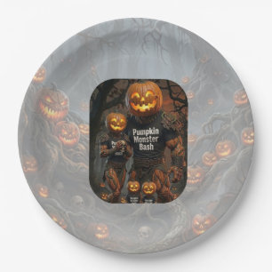 Spooky Pumpkin Monster Bash Halloween Party Paper Plate