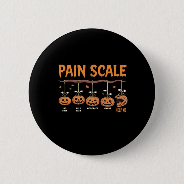 Spooky Pumpkin Pain Scale Trauma Nurse Triage Hall 6 Cm Round Badge (Front)