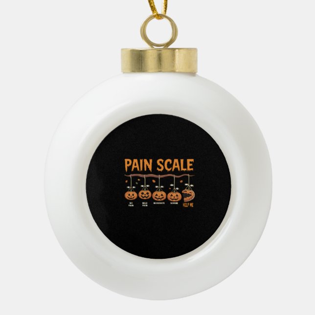 Spooky Pumpkin Pain Scale Trauma Nurse Triage Hall Ceramic Ball Christmas Ornament (Front)