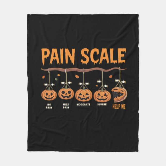 Spooky Pumpkin Pain Scale Trauma Nurse Triage Hall Fleece Blanket (Front)