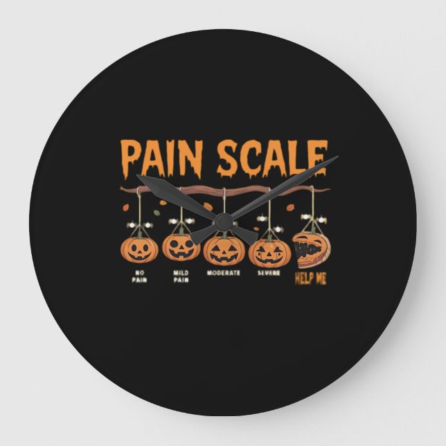 Spooky Pumpkin Pain Scale Trauma Nurse Triage Hall Large Clock (Front)