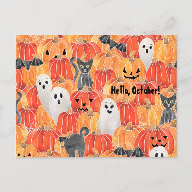Spooky Pumpkin Patch Postcard (Front)