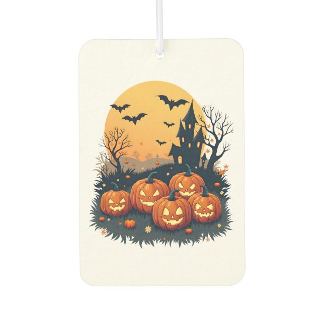 Spooky Pumpkin Patch � Retro Halloween Tee Car Air Freshener (Front)