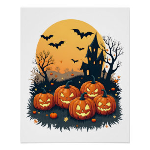 Spooky Pumpkin Patch � Retro Halloween Tee Poster