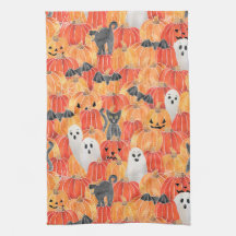 Spooky Pumpkin Patch Tea Towel