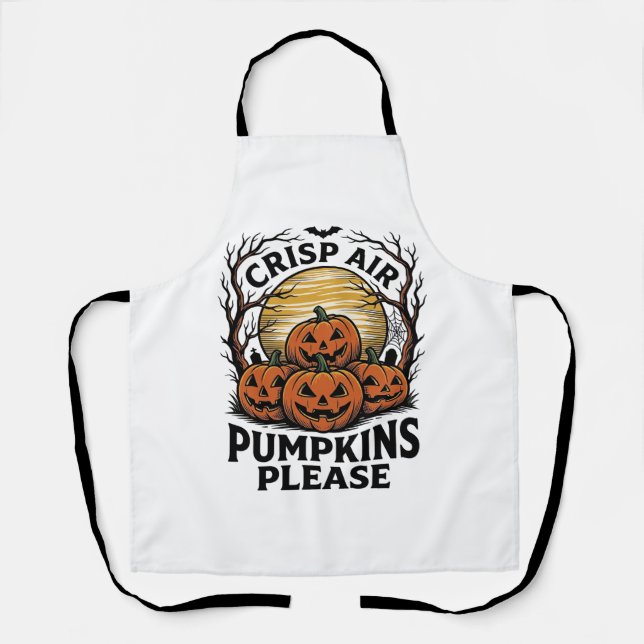 Spooky Pumpkin Shirt Vintage Engraving Fall Hallow Apron (Front)